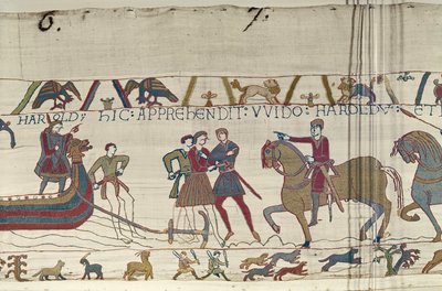 Count Guy of Ponthieu Seizes Harold as He Lands in Normandy, Bayeux Tapestry by Unbekannt Unbekannt